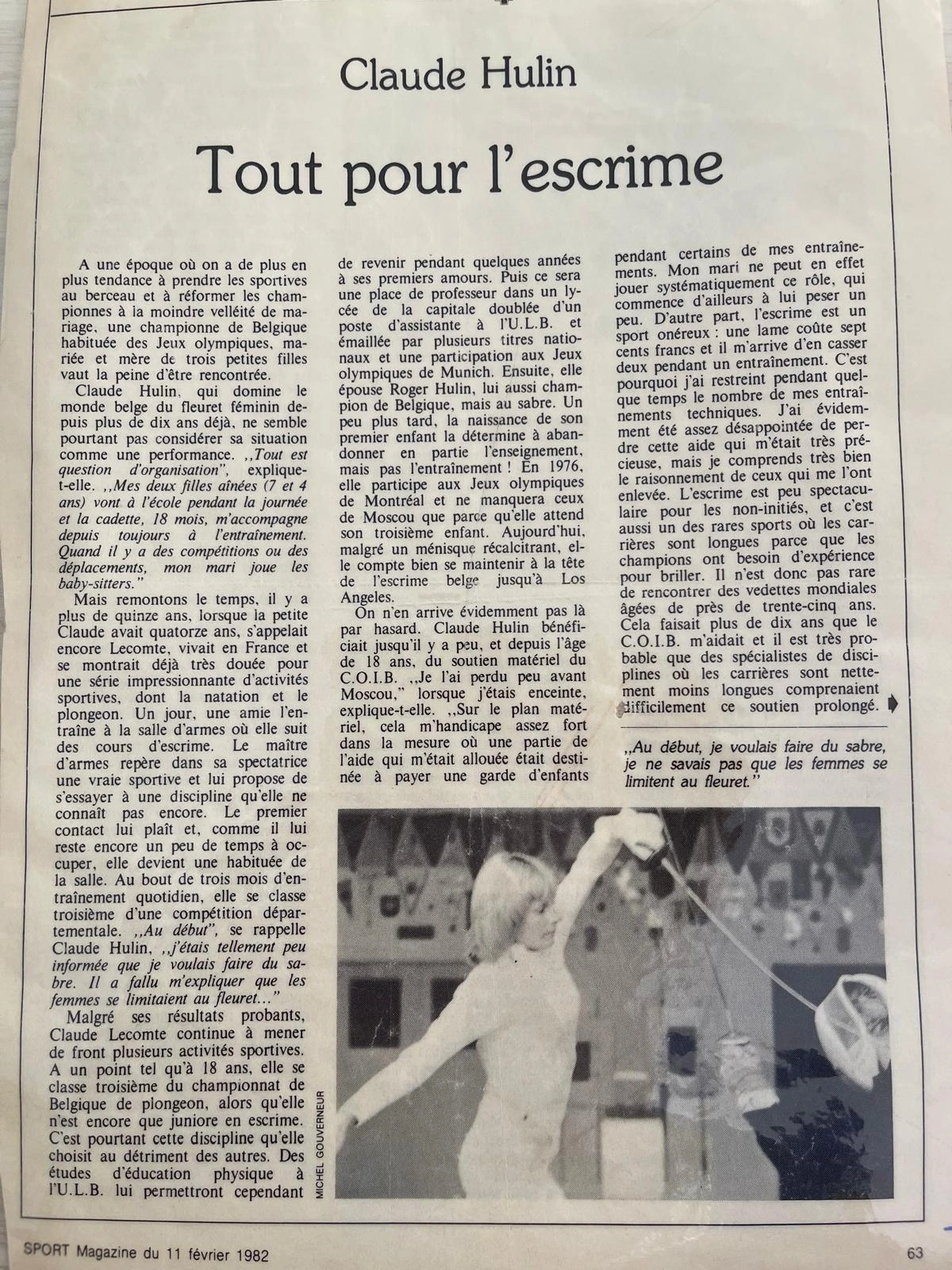 Article au titre Tout pour l'escrime