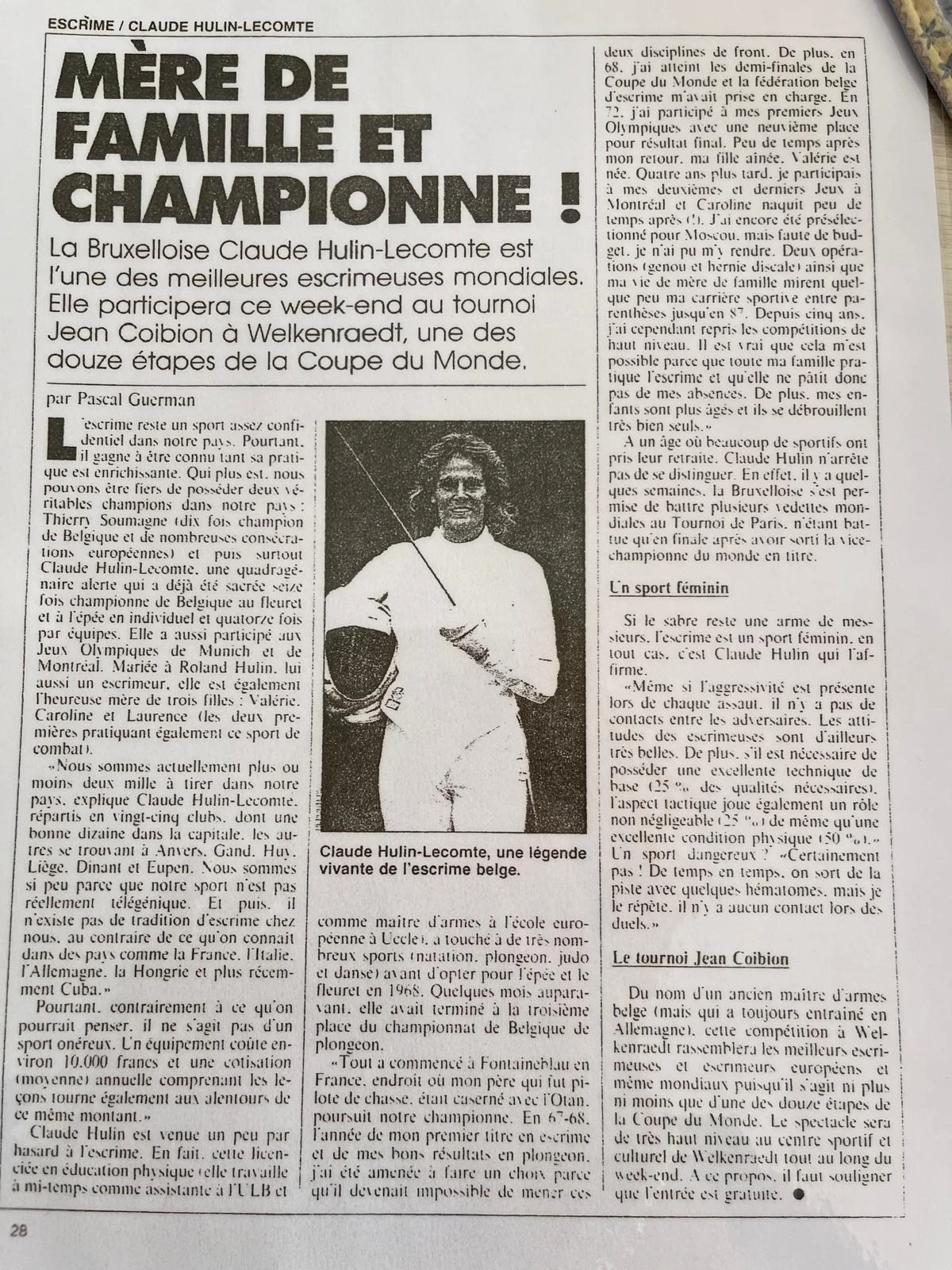 Article au titre Mère de famille et championne !