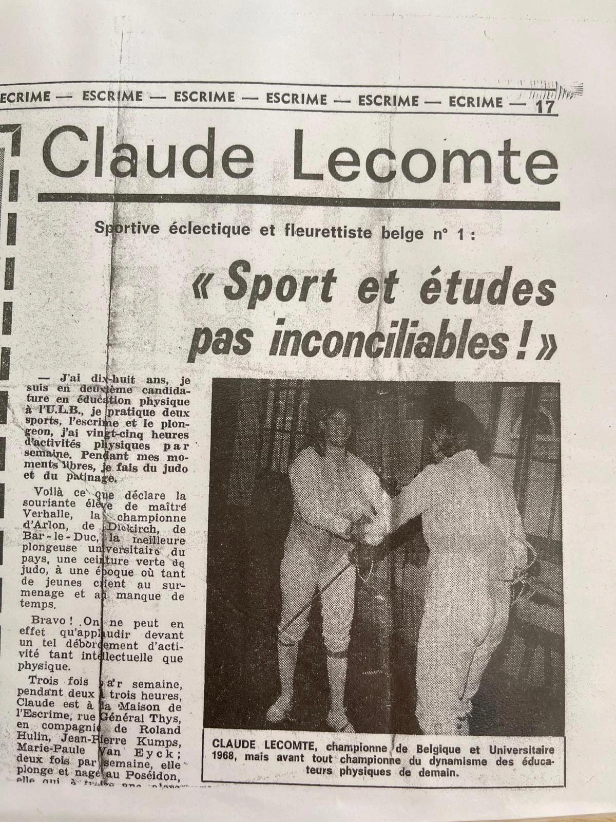 Article au titre Sport et études pas inconciliables !