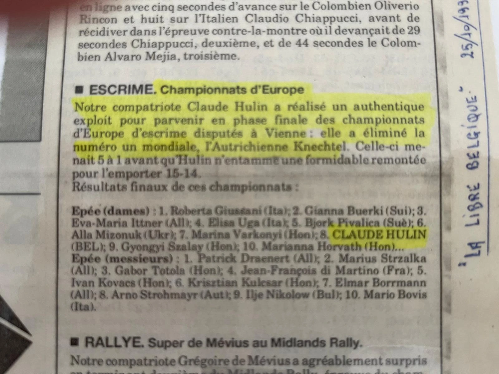 Article au titre Championnats d'Europe