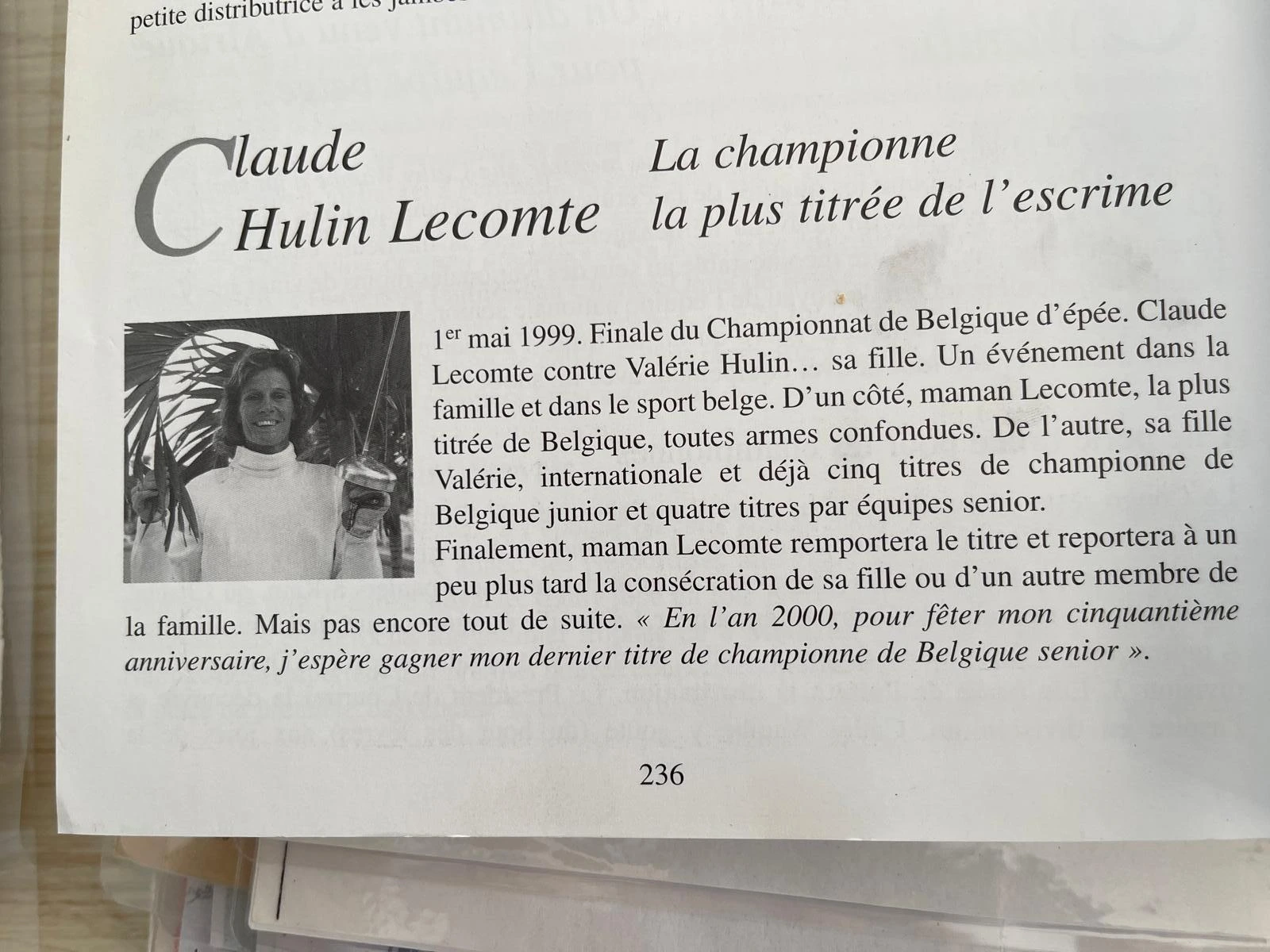 Article au titre Claude Hulin Lecomte, La championne la plus titrée de l'escrime