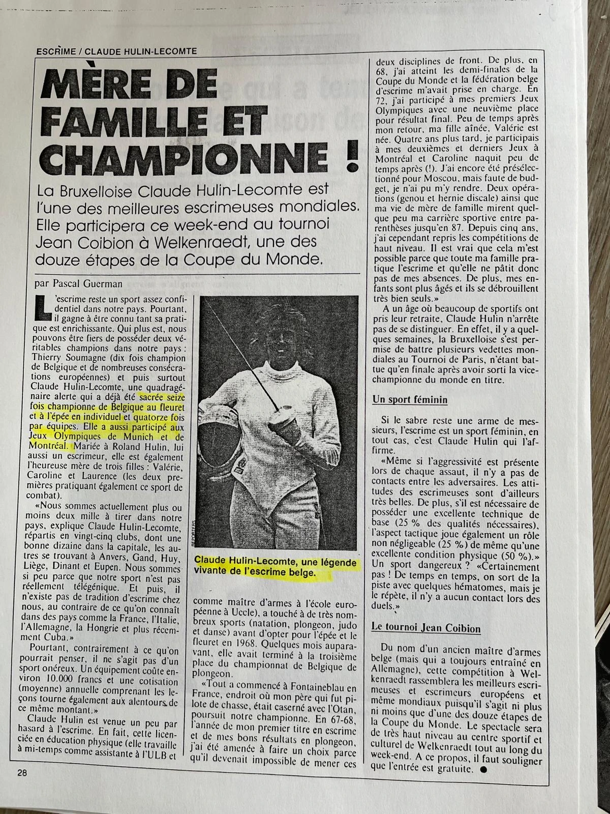 Article au titre Mère de famille er championne !