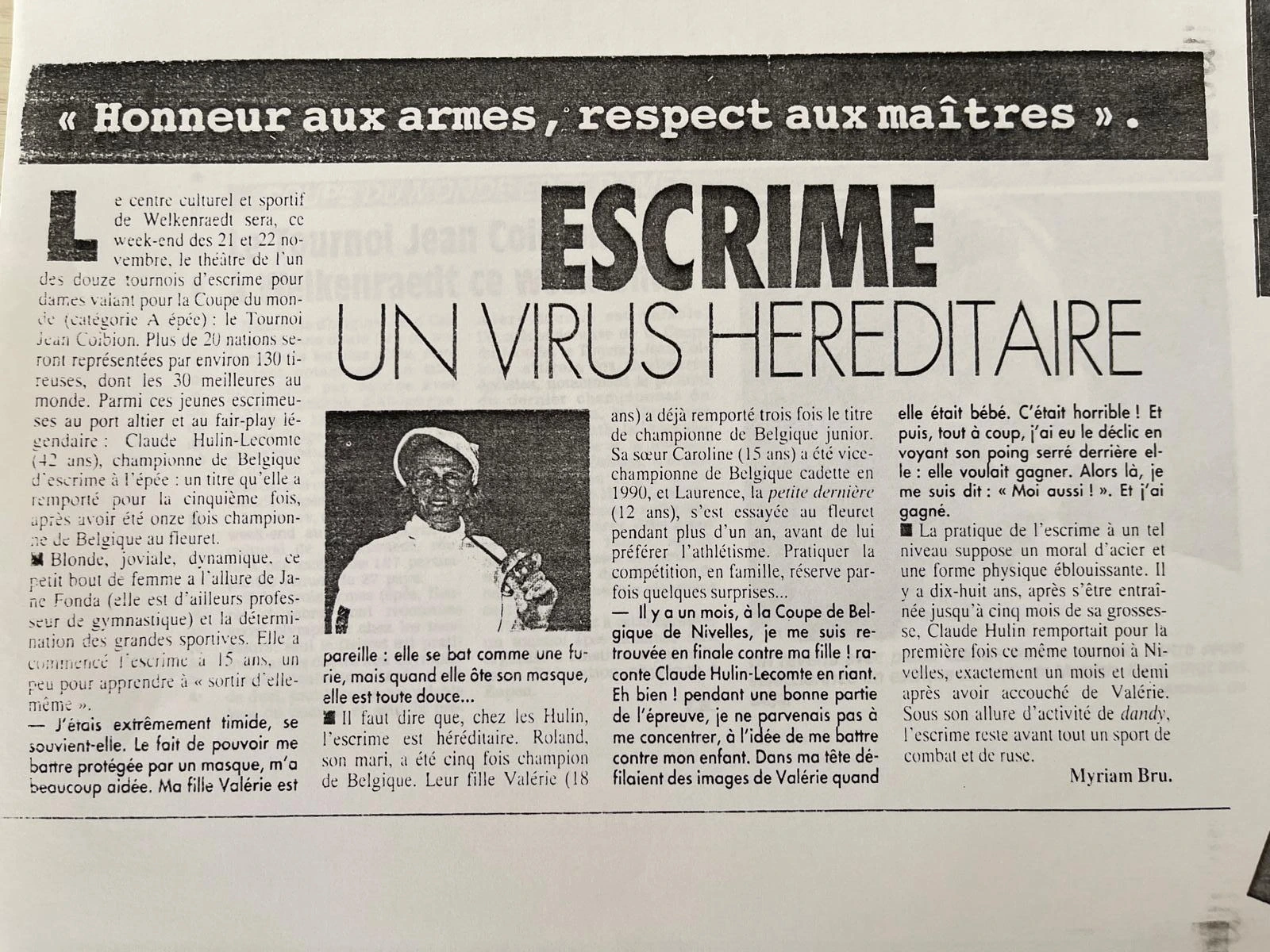 Article au titre Escrime un virus hereditaire