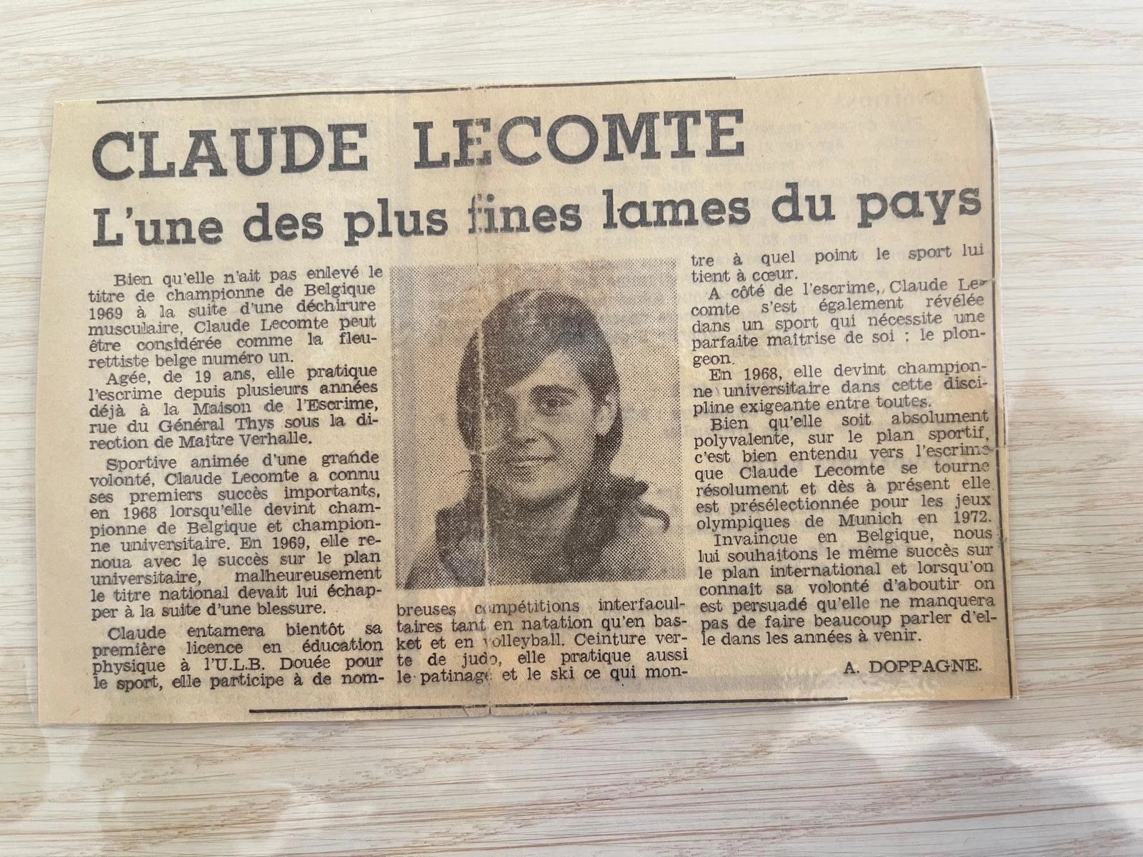 Article au titre Claude Lecomte L'une des plus fines lames du pays